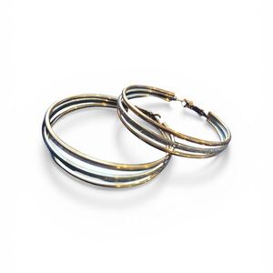 Gold and Silver Sparkle Multi-Band Hoop Earrings